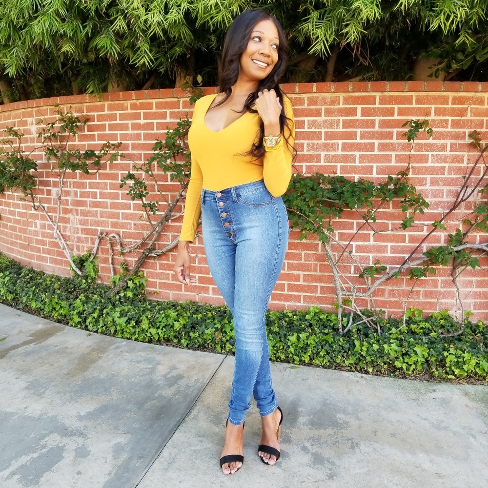 FASHION NOVA by VIBRANT Denim Jeans Button Up